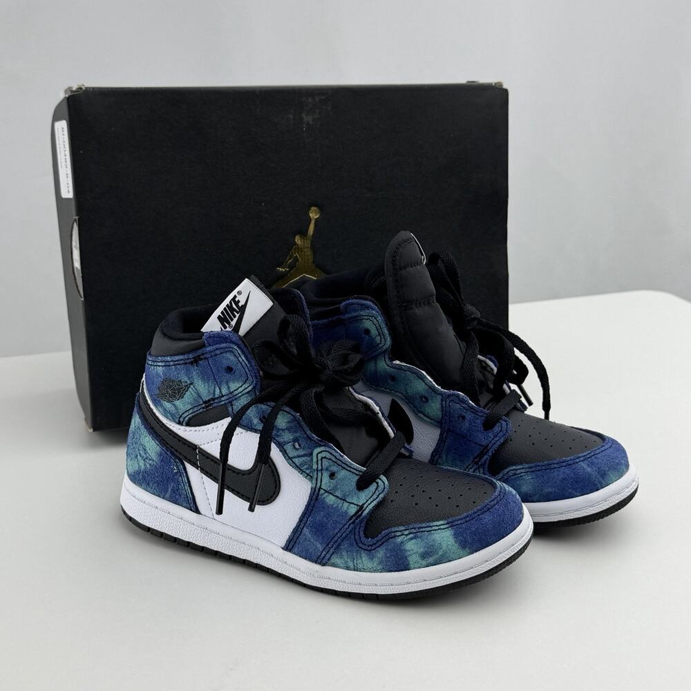 Jordan 1 High OG Tie-Dye White Black Aurora Green CU0450-100 Toddler 10C